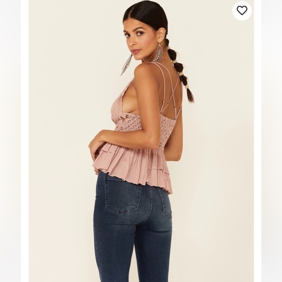 NWT Free People Women’s Adella Lace Ruffled Cami Top Mauve Size Small - Picture 6 of 12